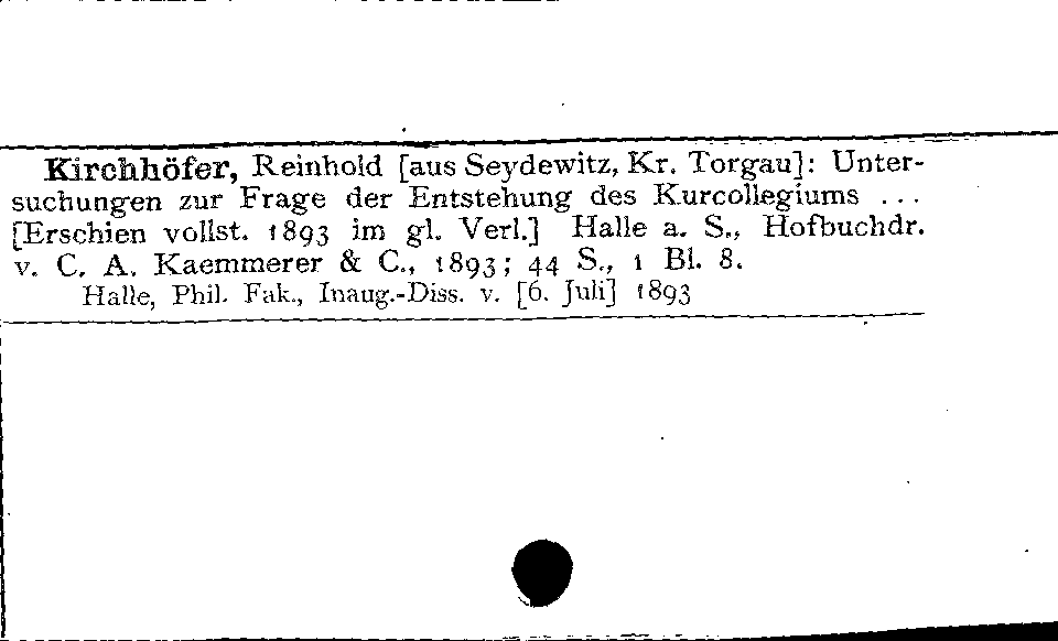 [Katalogkarte Dissertationenkatalog bis 1980]