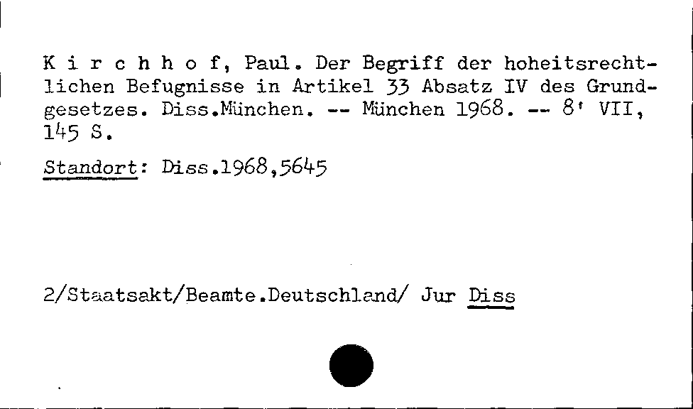 [Katalogkarte Dissertationenkatalog bis 1980]