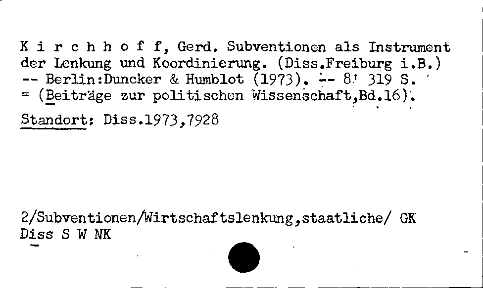 [Katalogkarte Dissertationenkatalog bis 1980]