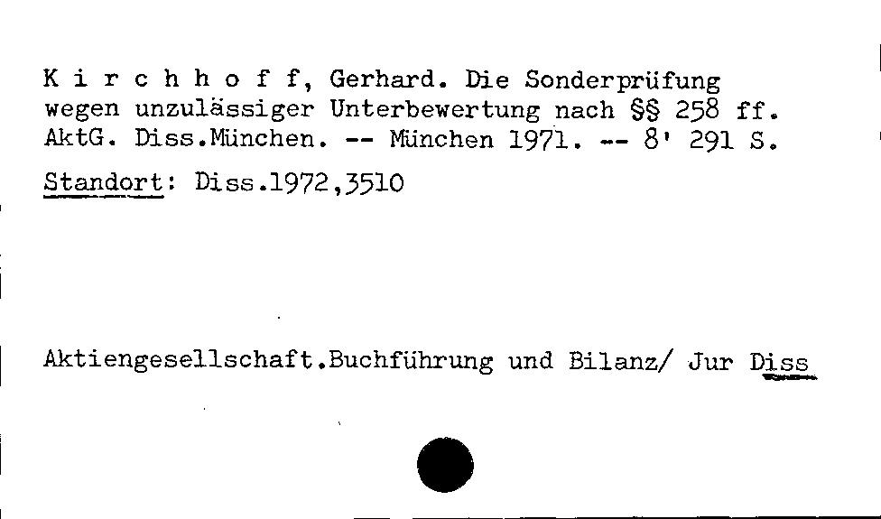 [Katalogkarte Dissertationenkatalog bis 1980]