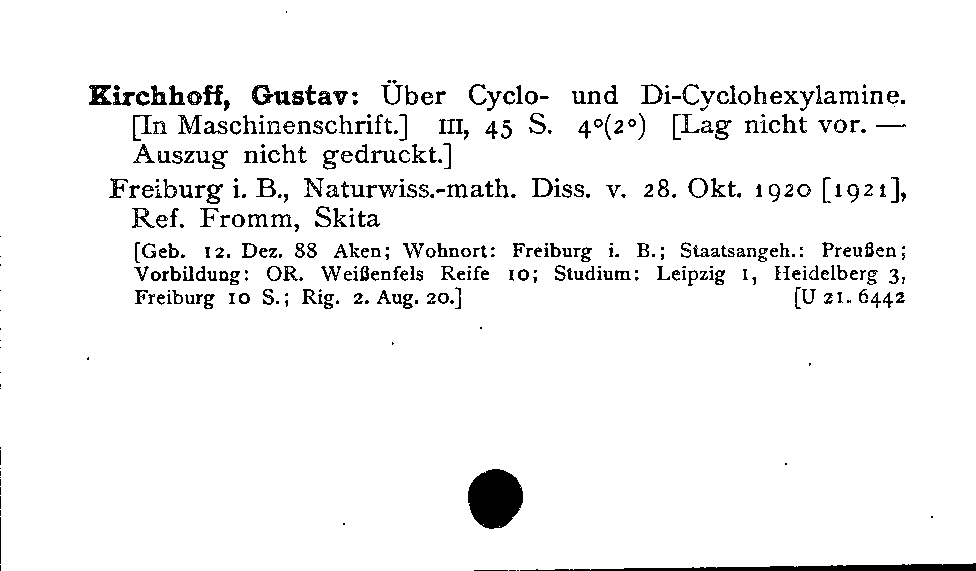 [Katalogkarte Dissertationenkatalog bis 1980]