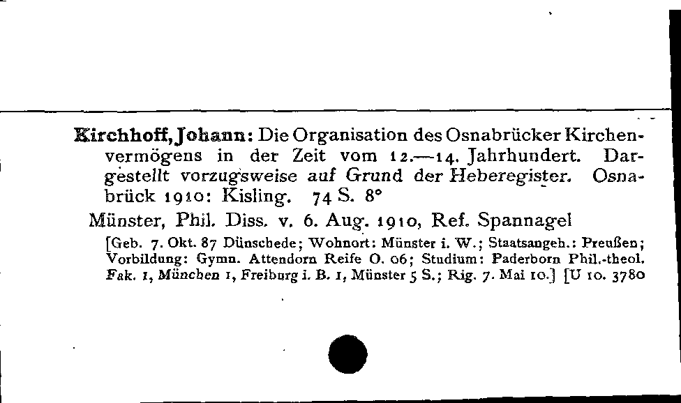 [Katalogkarte Dissertationenkatalog bis 1980]