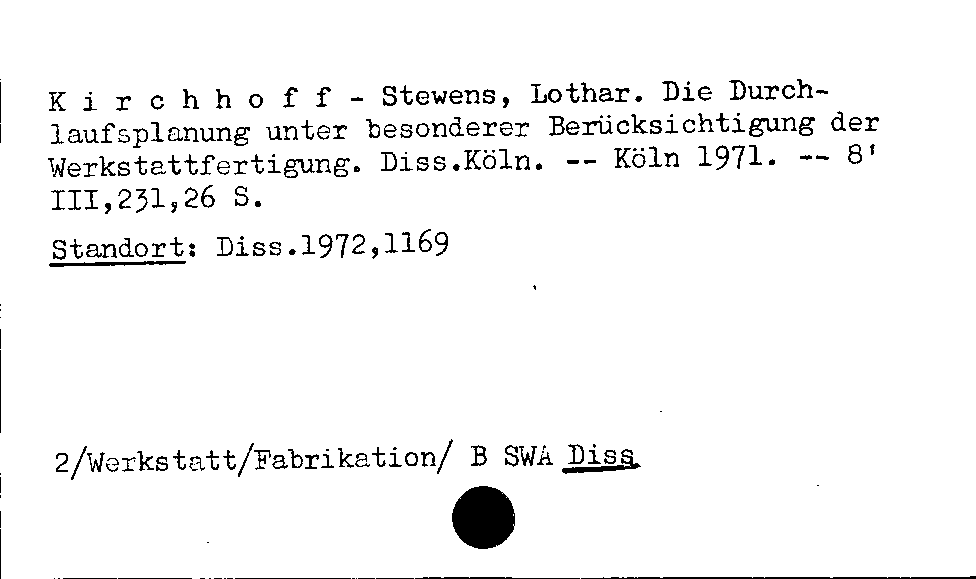 [Katalogkarte Dissertationenkatalog bis 1980]