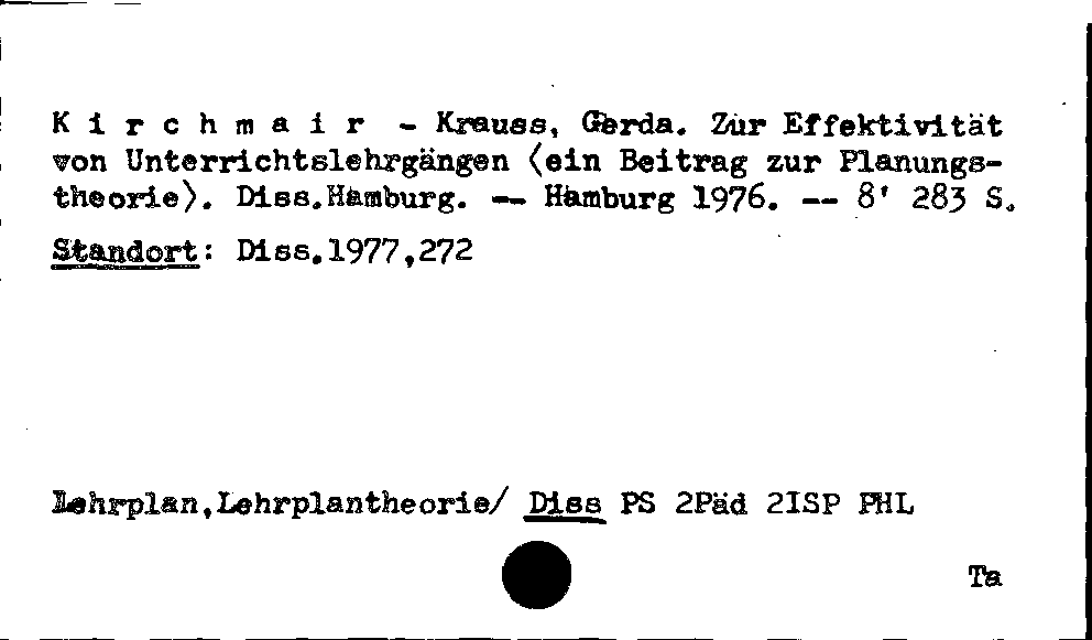 [Katalogkarte Dissertationenkatalog bis 1980]