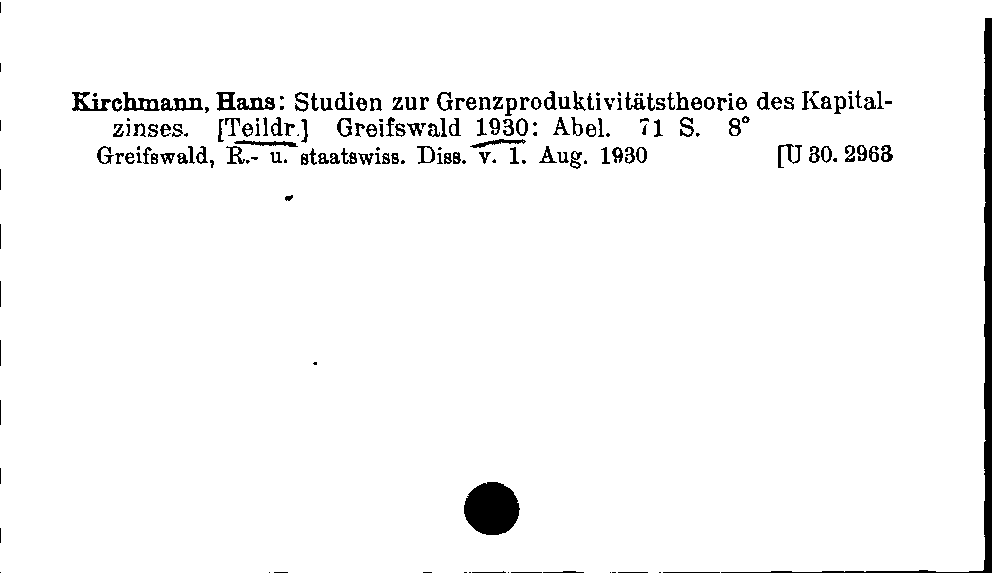 [Katalogkarte Dissertationenkatalog bis 1980]