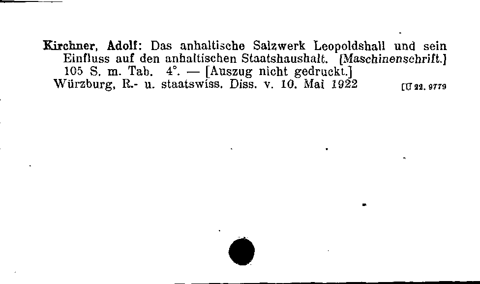 [Katalogkarte Dissertationenkatalog bis 1980]