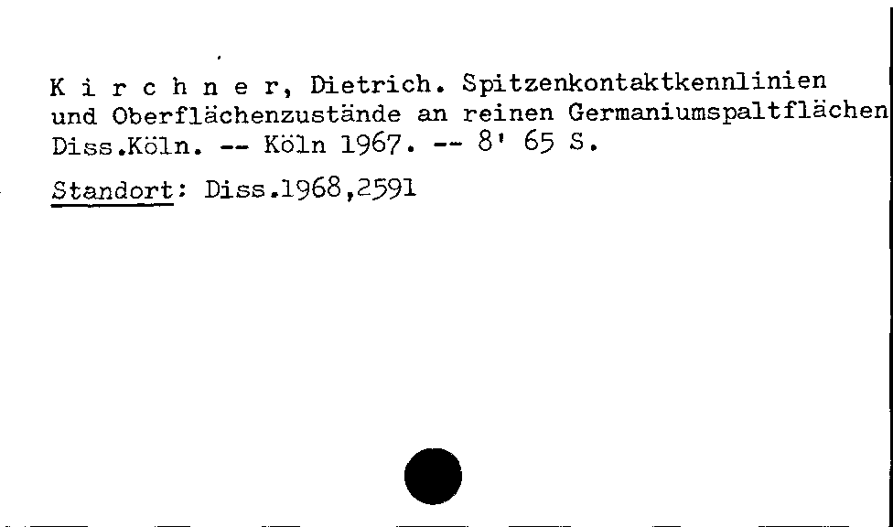 [Katalogkarte Dissertationenkatalog bis 1980]