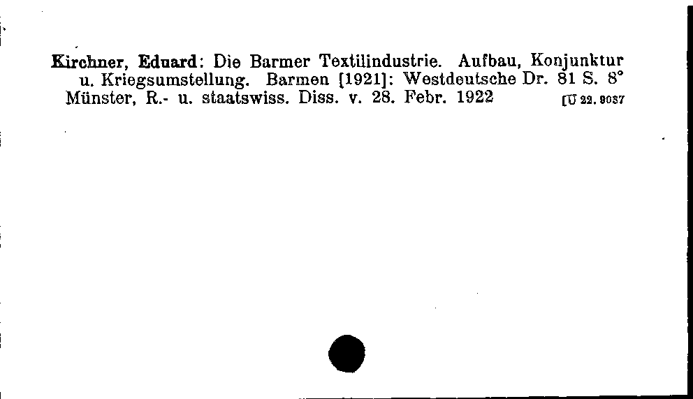 [Katalogkarte Dissertationenkatalog bis 1980]