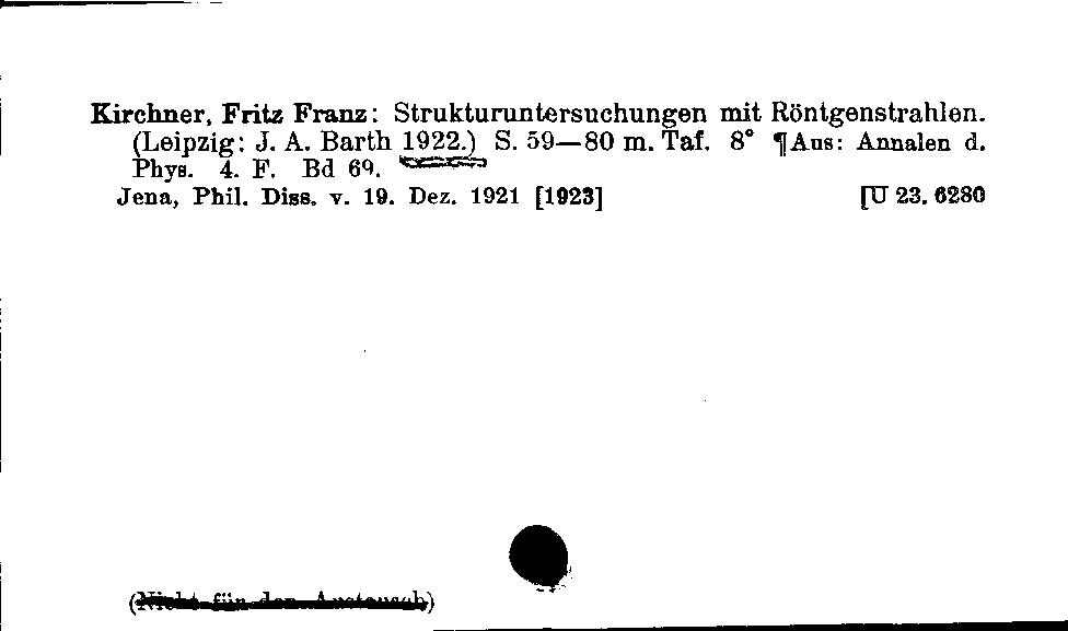 [Katalogkarte Dissertationenkatalog bis 1980]