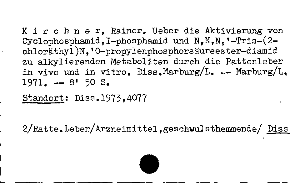 [Katalogkarte Dissertationenkatalog bis 1980]