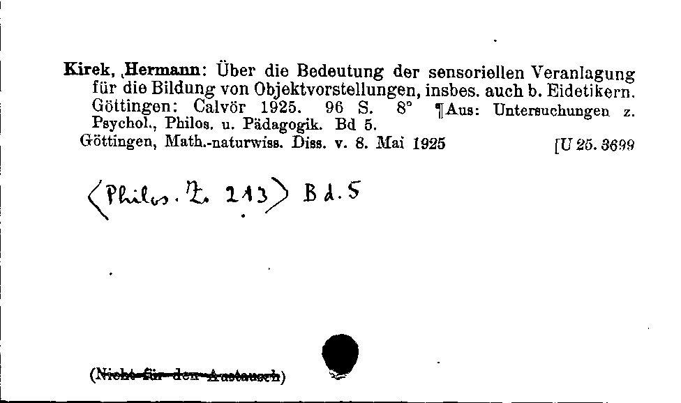 [Katalogkarte Dissertationenkatalog bis 1980]