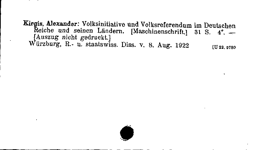 [Katalogkarte Dissertationenkatalog bis 1980]