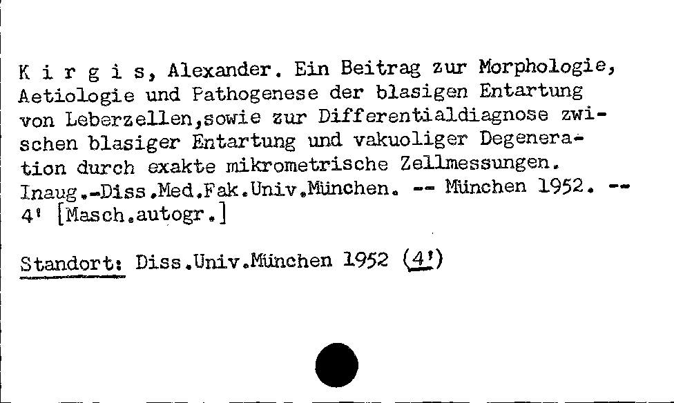 [Katalogkarte Dissertationenkatalog bis 1980]