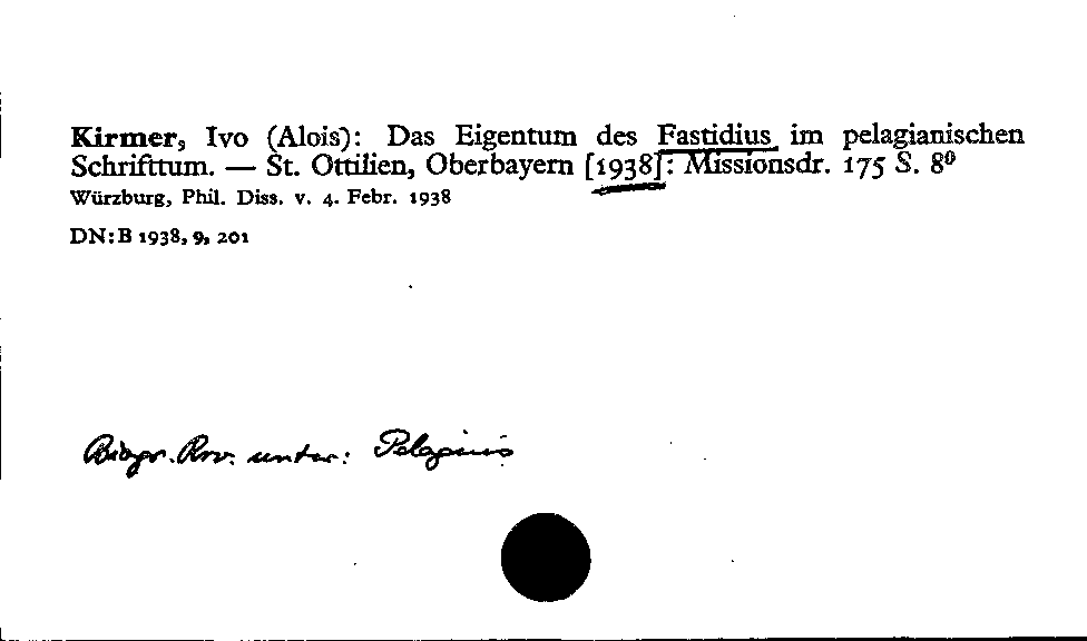 [Katalogkarte Dissertationenkatalog bis 1980]