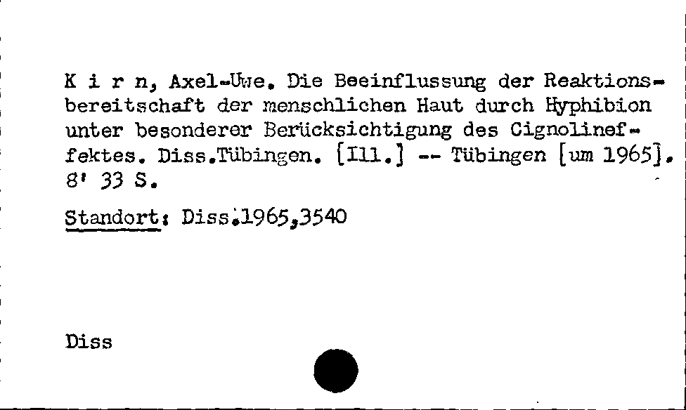 [Katalogkarte Dissertationenkatalog bis 1980]