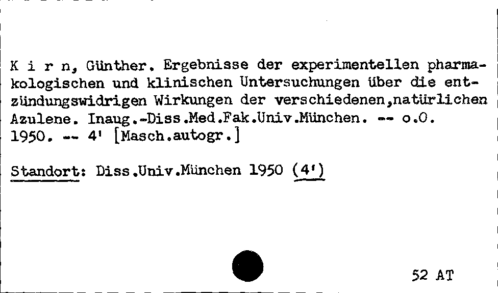 [Katalogkarte Dissertationenkatalog bis 1980]