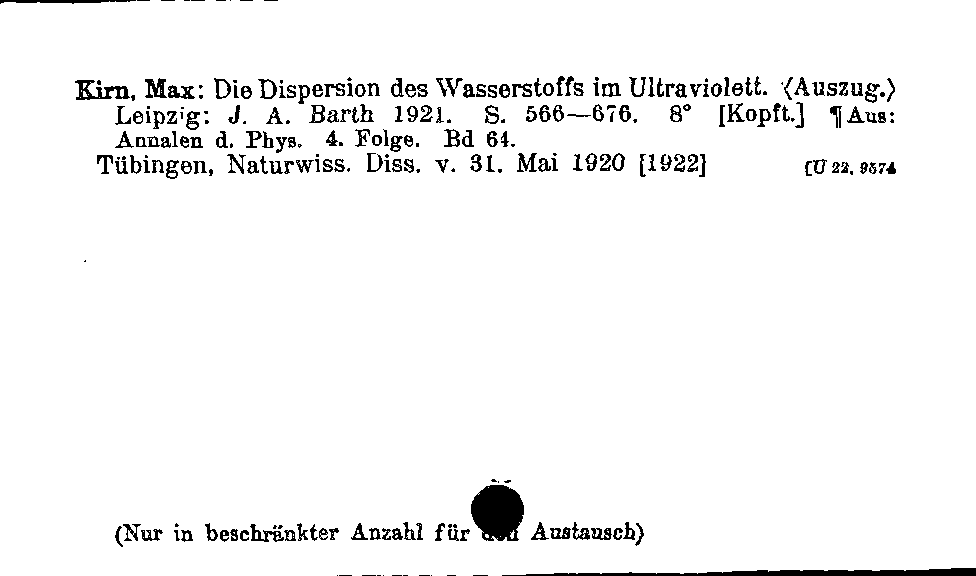 [Katalogkarte Dissertationenkatalog bis 1980]