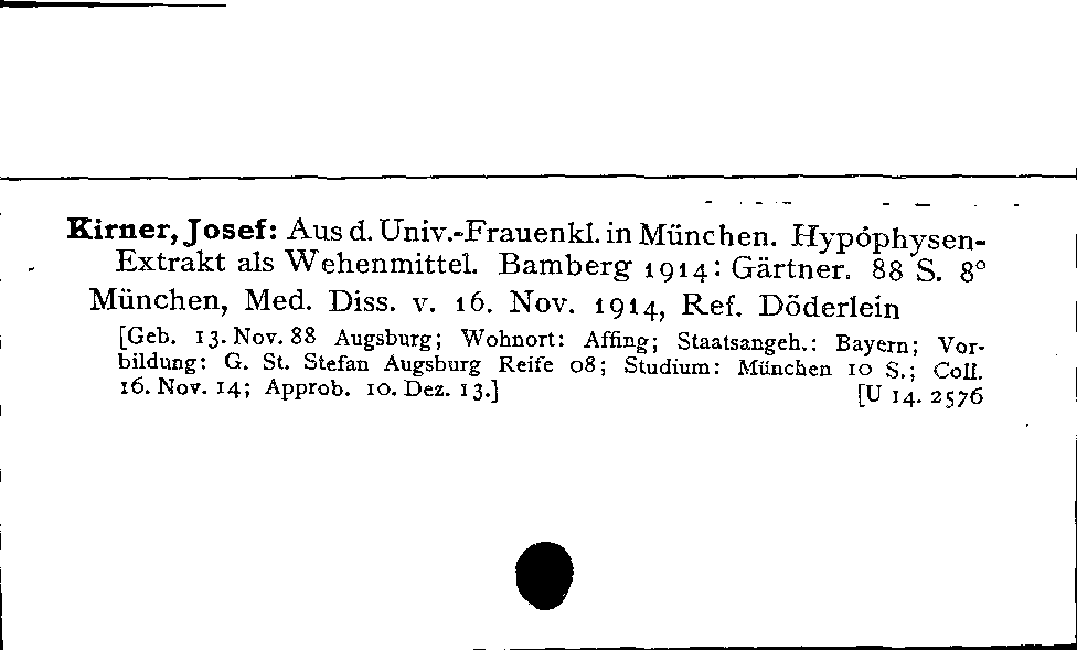 [Katalogkarte Dissertationenkatalog bis 1980]