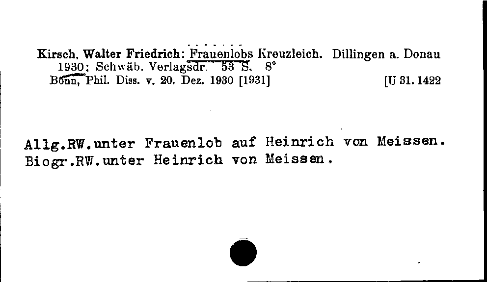 [Katalogkarte Dissertationenkatalog bis 1980]