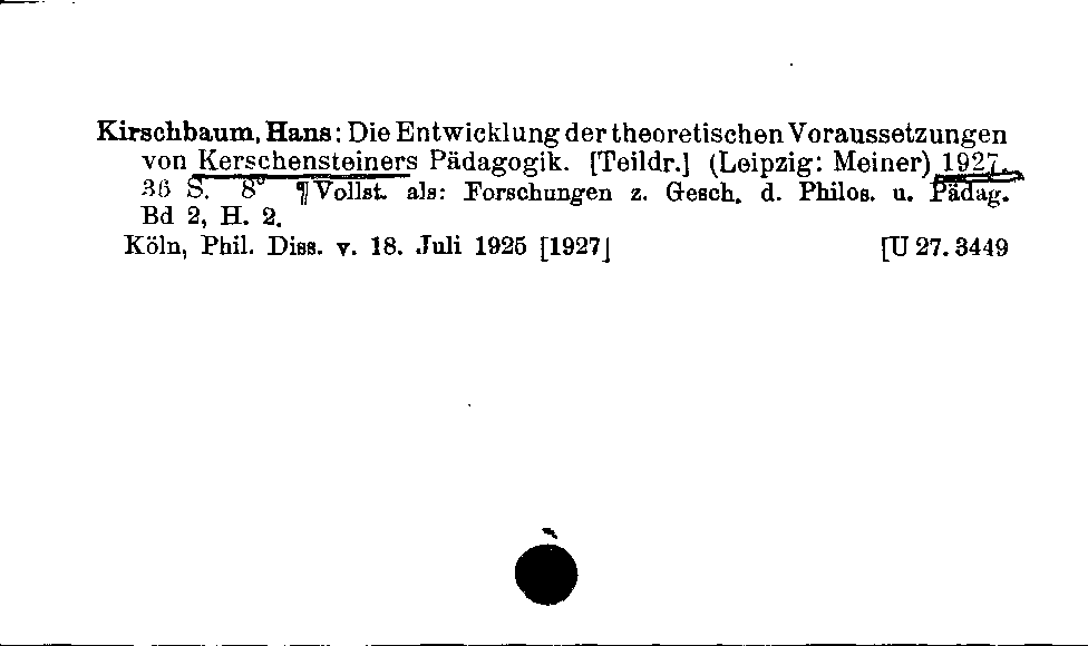 [Katalogkarte Dissertationenkatalog bis 1980]