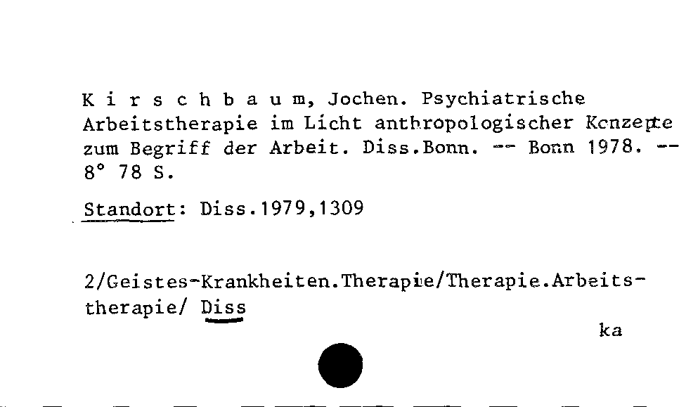 [Katalogkarte Dissertationenkatalog bis 1980]