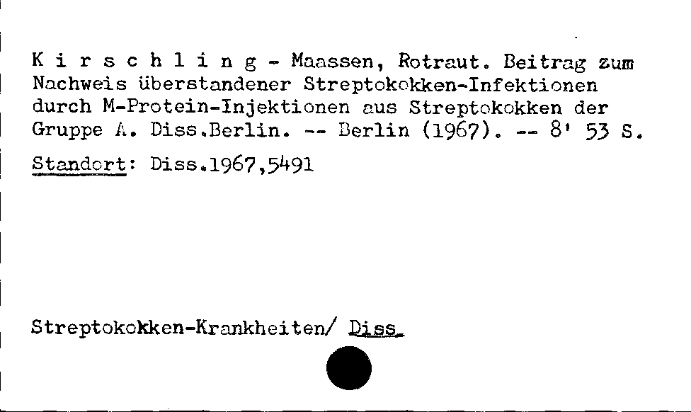 [Katalogkarte Dissertationenkatalog bis 1980]