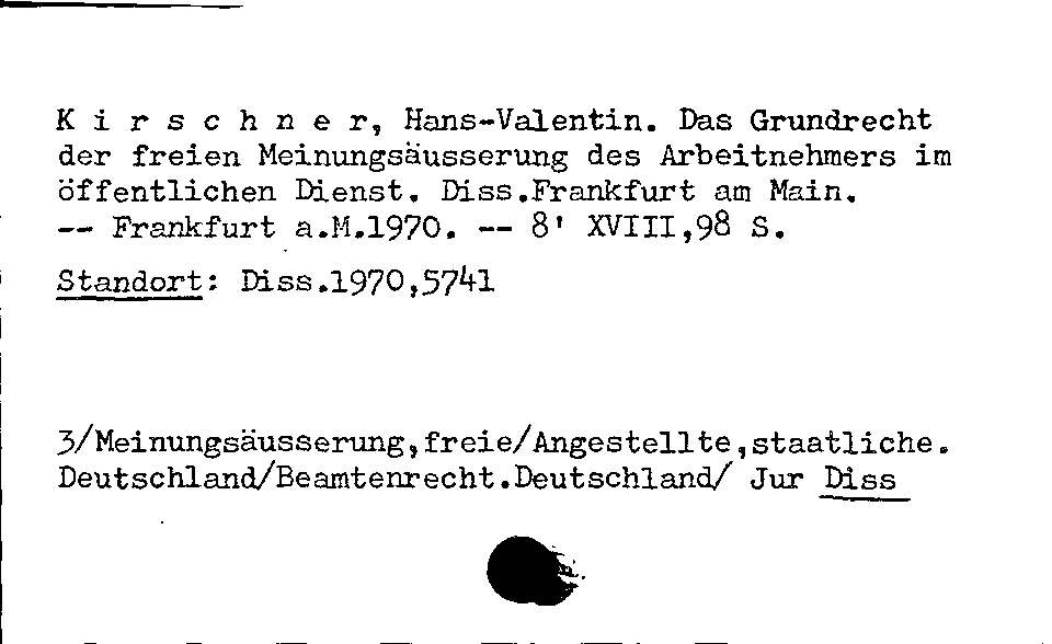[Katalogkarte Dissertationenkatalog bis 1980]