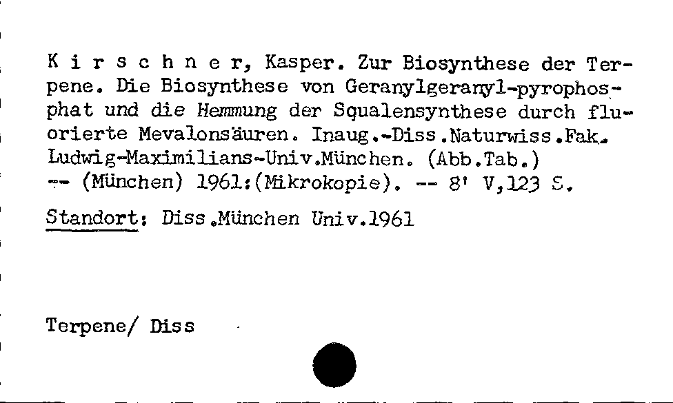 [Katalogkarte Dissertationenkatalog bis 1980]