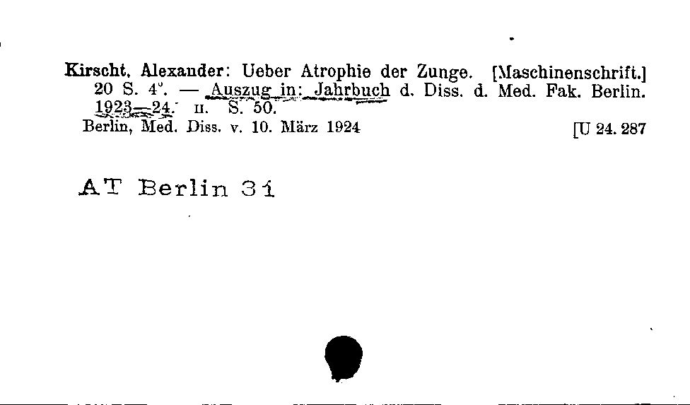 [Katalogkarte Dissertationenkatalog bis 1980]