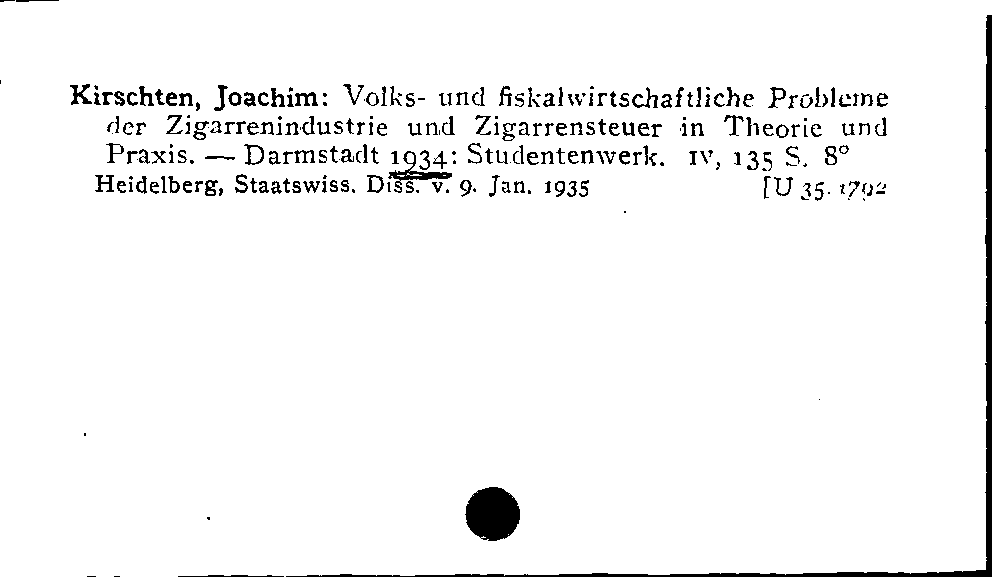 [Katalogkarte Dissertationenkatalog bis 1980]