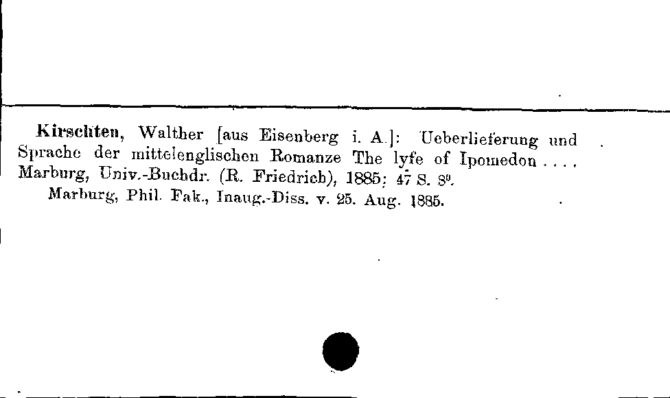 [Katalogkarte Dissertationenkatalog bis 1980]