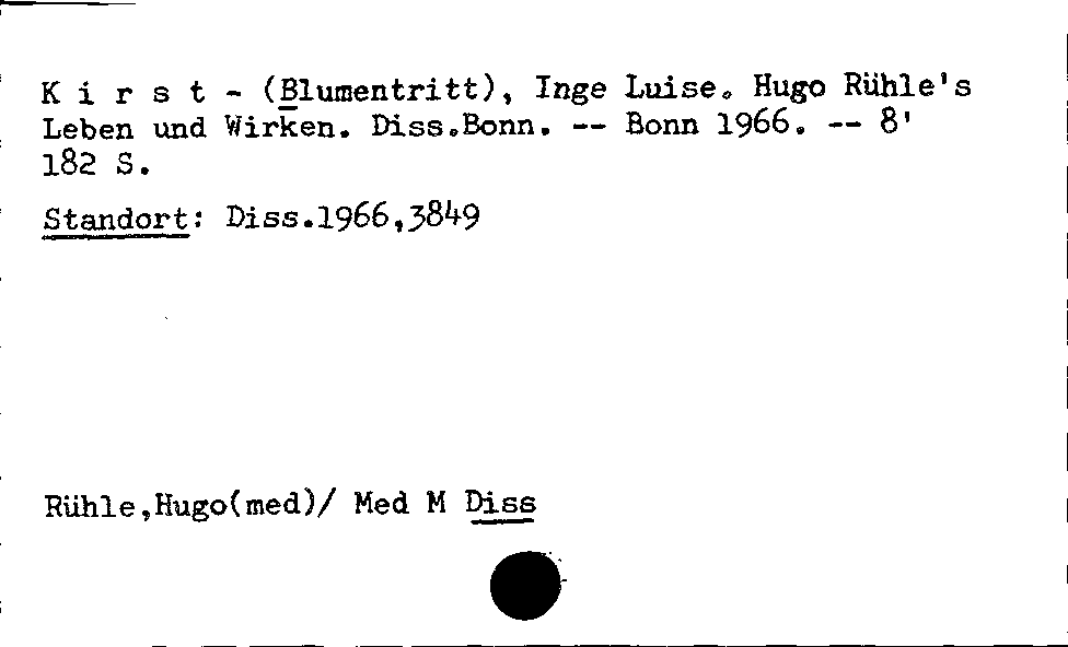 [Katalogkarte Dissertationenkatalog bis 1980]
