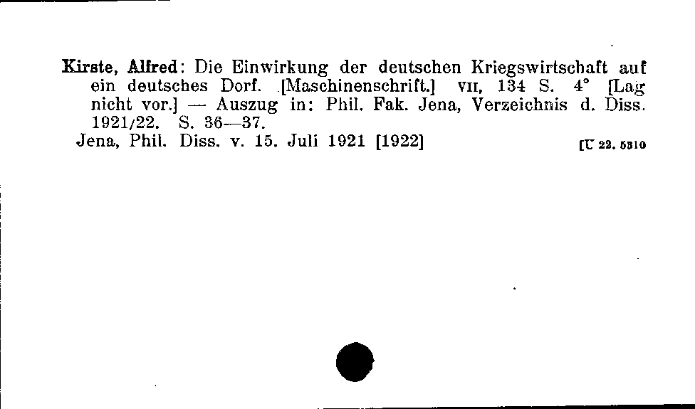 [Katalogkarte Dissertationenkatalog bis 1980]