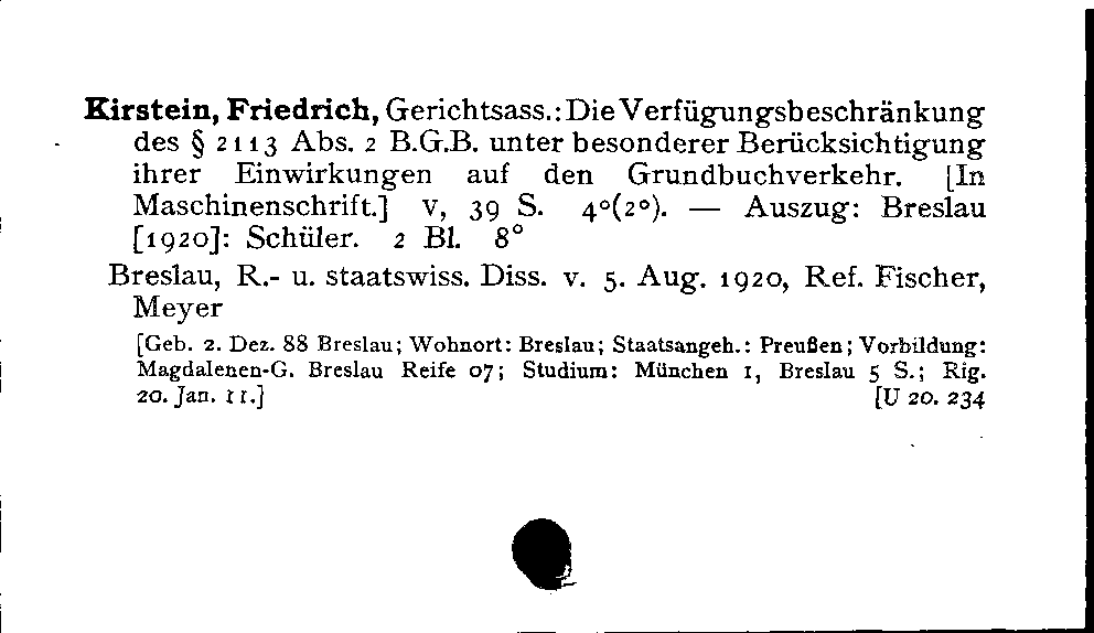 [Katalogkarte Dissertationenkatalog bis 1980]