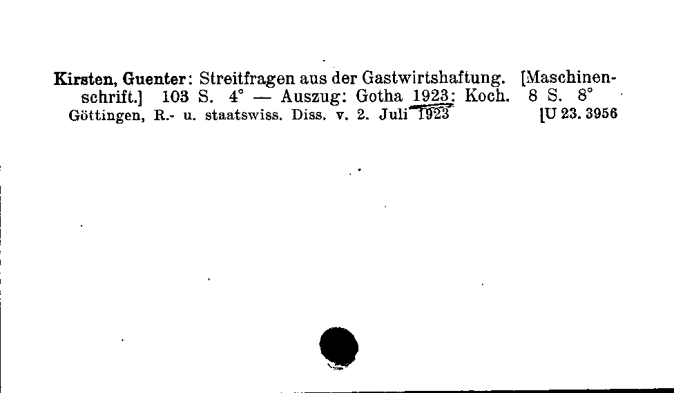 [Katalogkarte Dissertationenkatalog bis 1980]