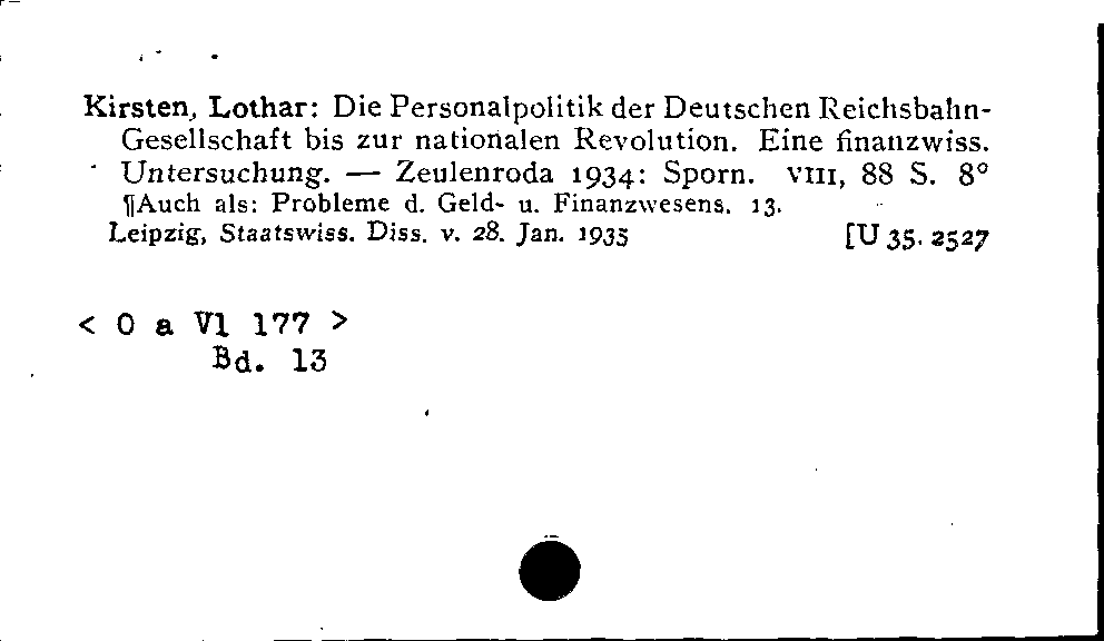 [Katalogkarte Dissertationenkatalog bis 1980]