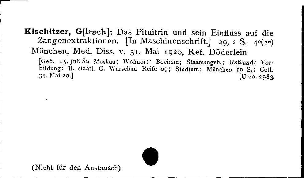 [Katalogkarte Dissertationenkatalog bis 1980]