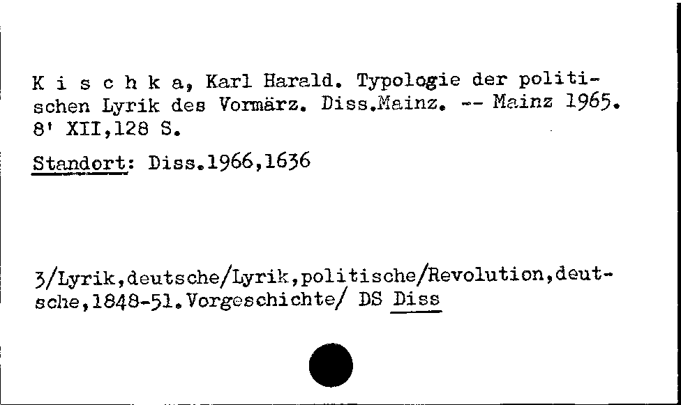 [Katalogkarte Dissertationenkatalog bis 1980]