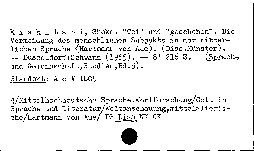 [Katalogkarte Dissertationenkatalog bis 1980]