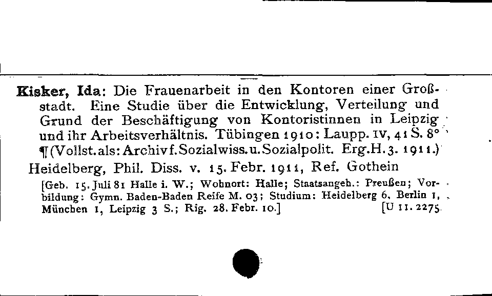[Katalogkarte Dissertationenkatalog bis 1980]