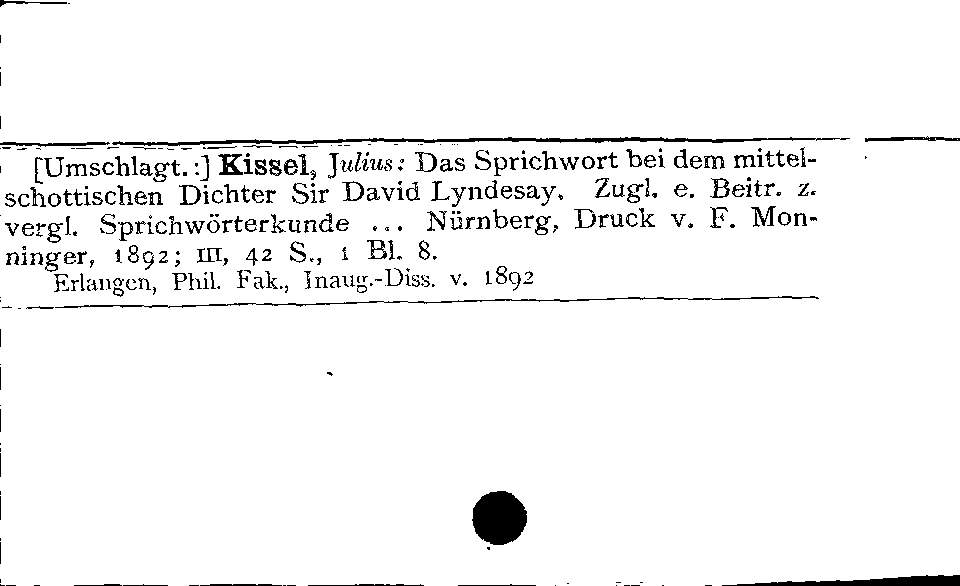 [Katalogkarte Dissertationenkatalog bis 1980]