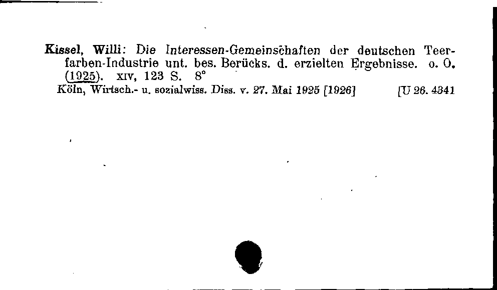 [Katalogkarte Dissertationenkatalog bis 1980]