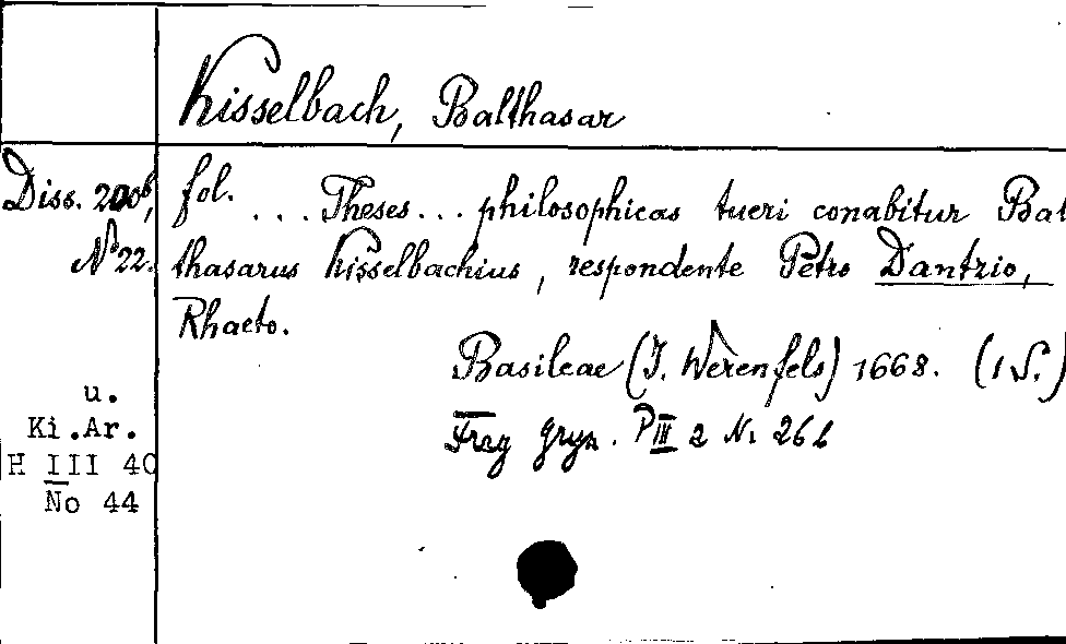 [Katalogkarte Dissertationenkatalog bis 1980]
