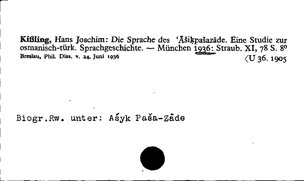 [Katalogkarte Dissertationenkatalog bis 1980]