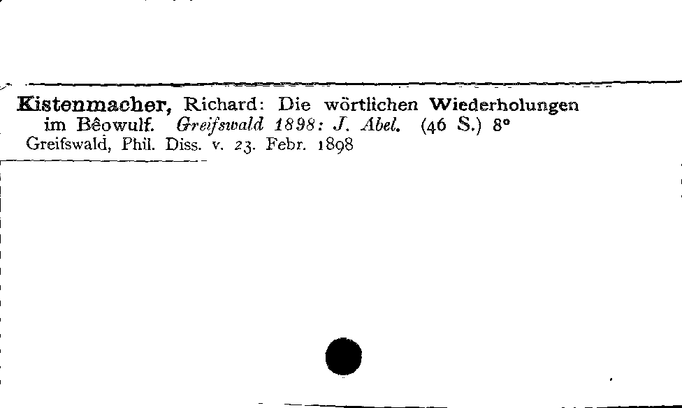 [Katalogkarte Dissertationenkatalog bis 1980]
