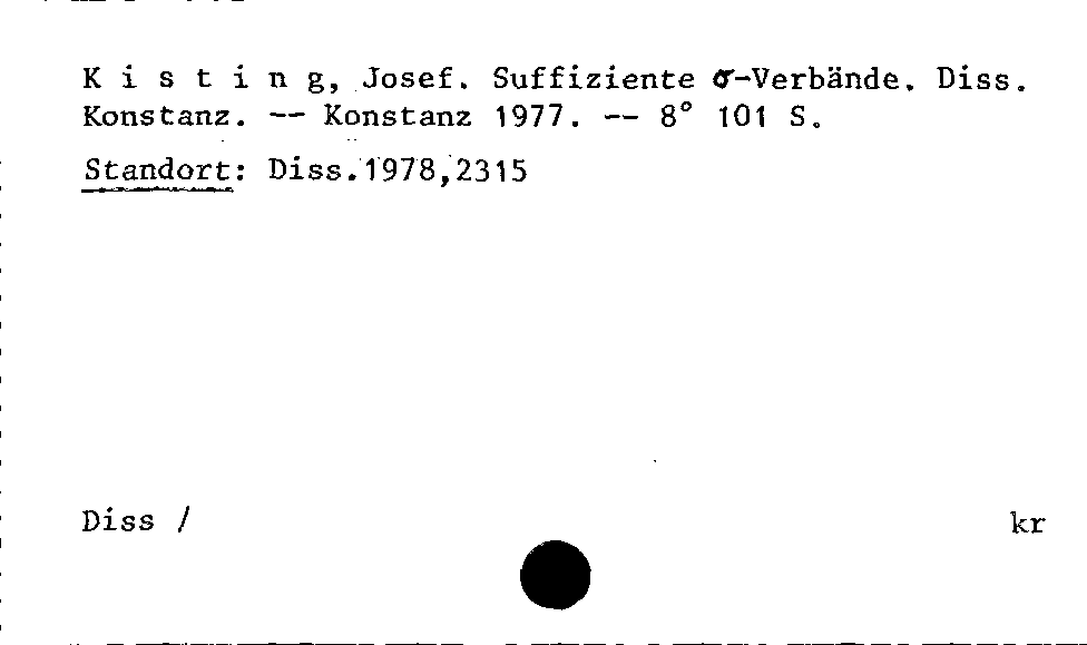 [Katalogkarte Dissertationenkatalog bis 1980]