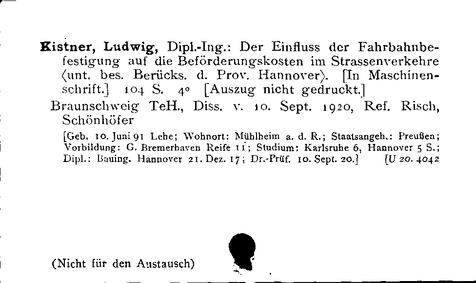 [Katalogkarte Dissertationenkatalog bis 1980]