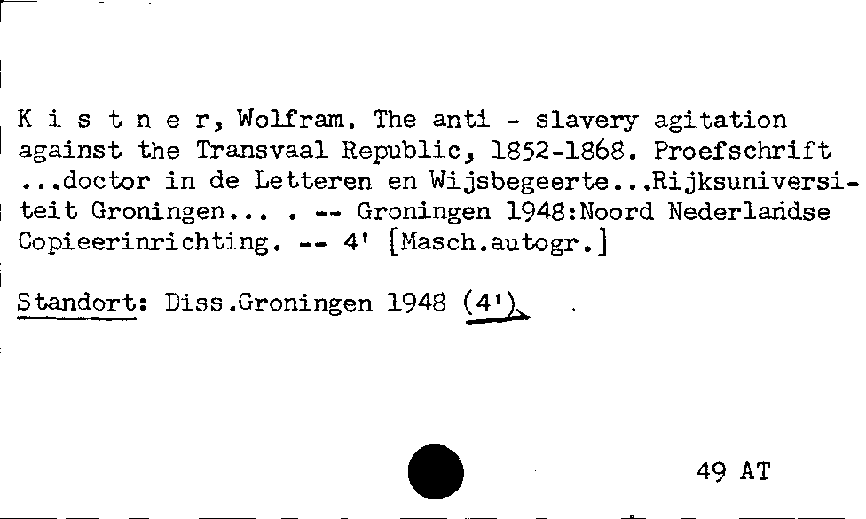 [Katalogkarte Dissertationenkatalog bis 1980]