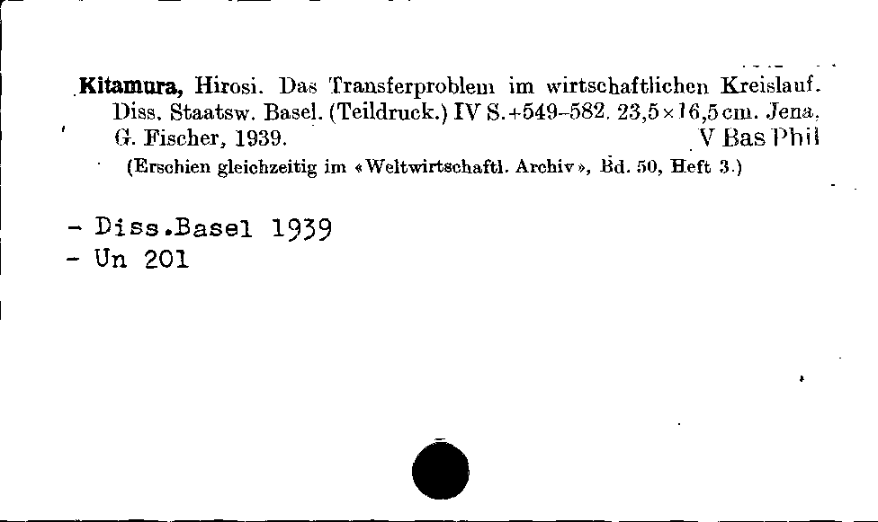 [Katalogkarte Dissertationenkatalog bis 1980]