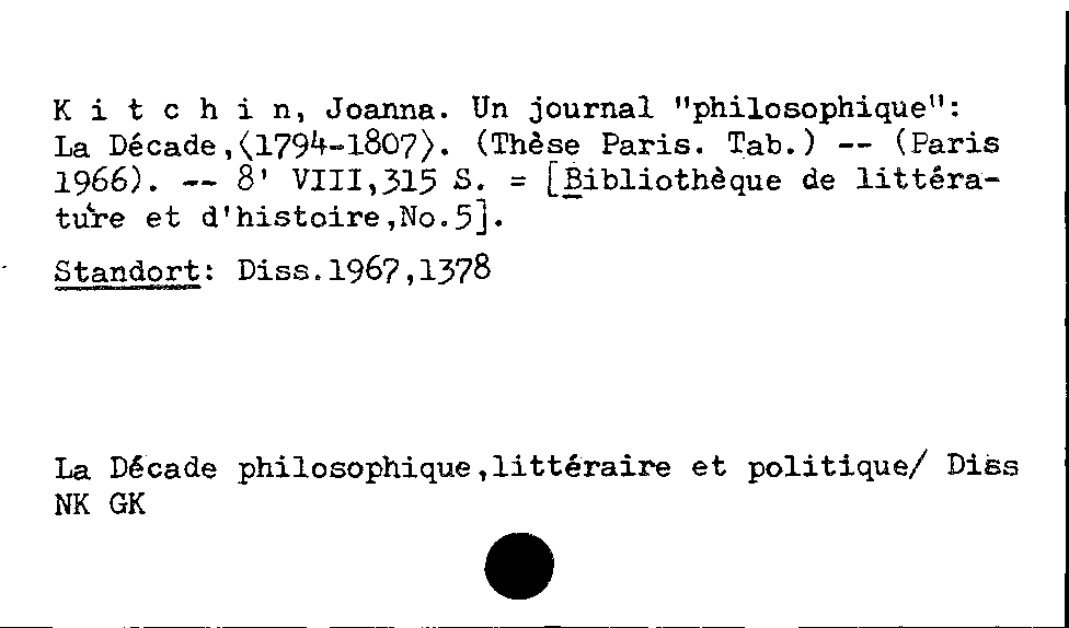 [Katalogkarte Dissertationenkatalog bis 1980]